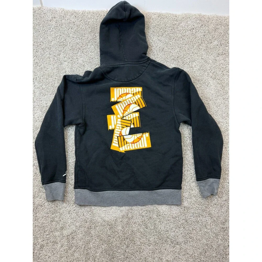Nike Air Jordan Boys Hoodie Size S Black Gray Basketball Jumpman Pullover